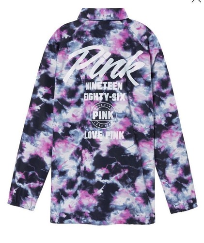 UNDERCOVER Giacca giacca Victoria's Secret rosa Coaches acquerello XSmall nuova con etichetta fronte a scatto