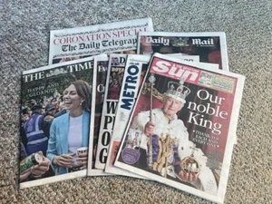 LOT/7 KING CHARLES CORONATION NEWSPAPERS DAILY MAIL SUN TELEGRAPH London May 5-8 - Picture 1 of 8