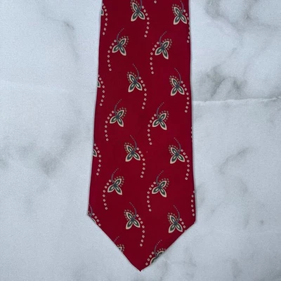 Corbata roja Oleg Cassini tradicional 100 % seda italiana hecha en EE. UU. Foto 1 de 4