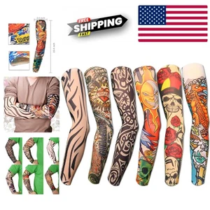 Unisex Arm Sunscreen Sleeves Tattoo Cover Up Costume Accessories Halloween Party - Picture 1 of 7