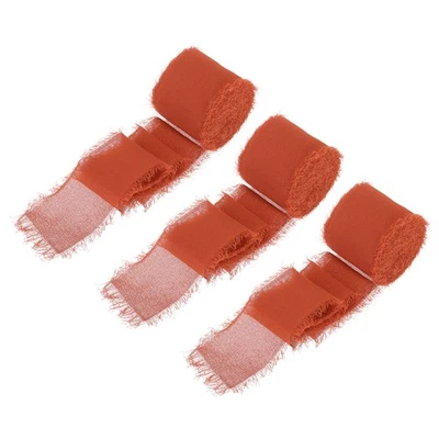 Chiffon Ribbon, 1.5"x7 Yard Silk Terracotta Tulle Satin Fabric Ribbon,3pcs - Image 1 of 4