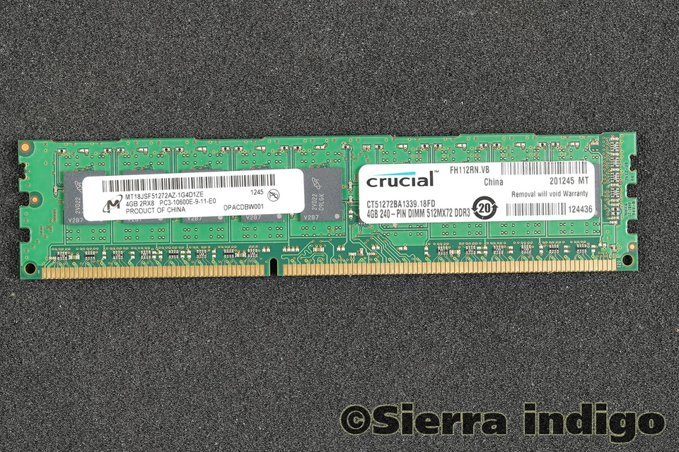 Micron MT18JSF51272AZ-1G4D1ZE 4GB PC3-10600E-9-11-E0 Server Memory RAM - Image 1 of 1