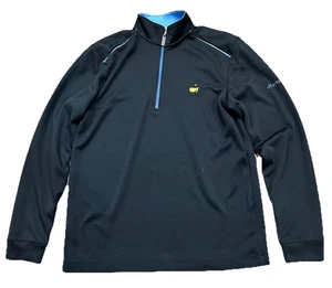 Masters Golf Sweater Mens Medium Black Blue Performance Tech Quarter Zip Sweater - Picture 1 of 14