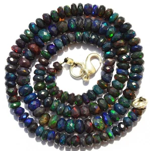 Collar hecho a mano con cuentas de ópalo negro etíope | regalo de joyería... - Imagen 1 de 7