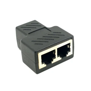 RJ45 Port Network Cable Splitter Extender Plug Adapter Split Into Two Split`ZK - Photo 1/10