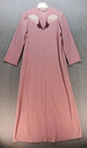 VTG 80’s Vanity Fair Robe Loungewear Size S Pink House Coat Pockets Embroidered - Picture 1 of 10