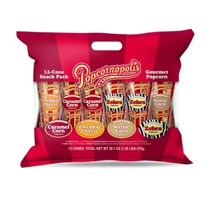 Popcornopolis Gourmet Popcorn Snacks, 12 Cone Variety Snack Packs (Gift Cone)... - Picture 1 of 6