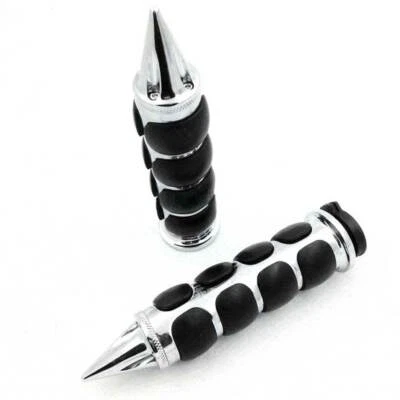 Chrome Bike 7/8" Handlebar Grips For Kawasaki Ninja ZX6 ZX7 ZX9 ZX10 ZX12 ZX14 - Image 1 of 4