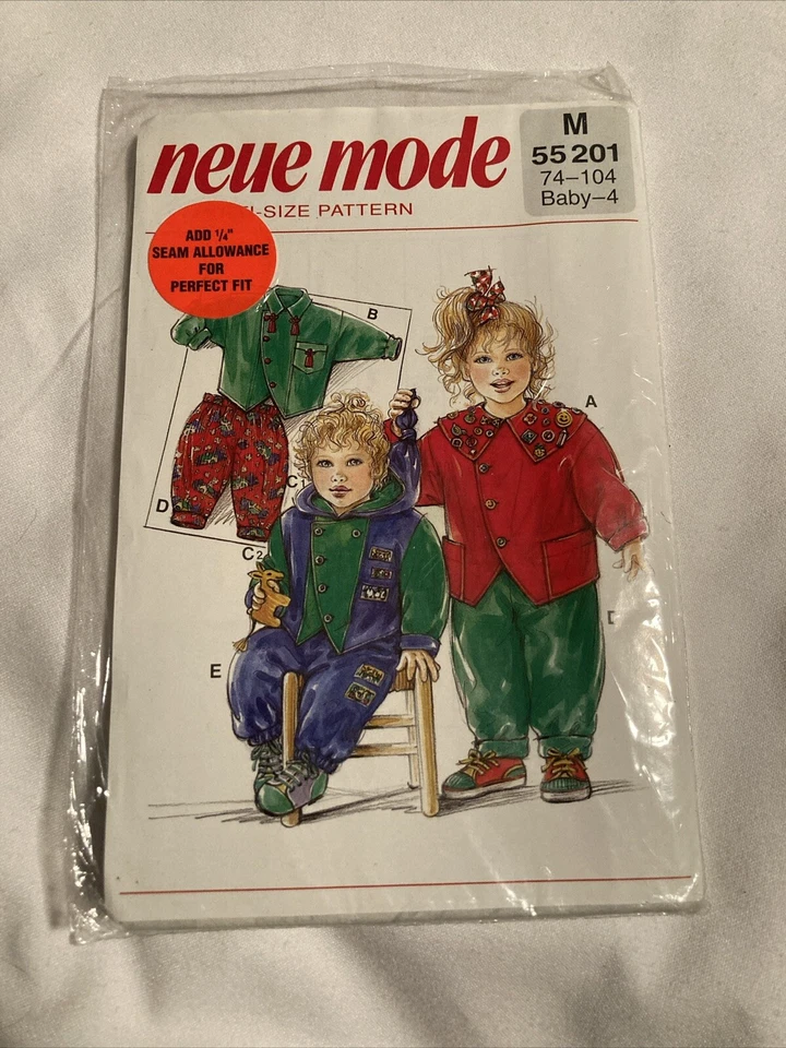 Rare UNCUT Neue Mode 55201 Child Sweatshirt Pants Sewing Pattern - Image 1 of 1