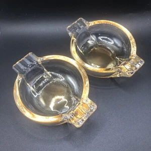 Federal Glas Color King Aschenbecher Bernstein irisierend dick schwer Vintage MCM SET 4" - Bild 1 von 7