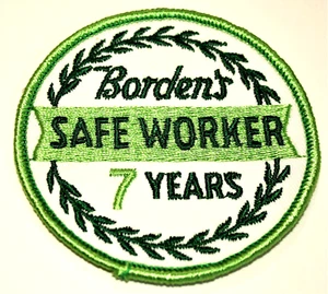Borden Dairy Foods Safe Worker Employee Award Uniforme 7 anni patch anni 70 NOS nuovo - Foto 1 di 2