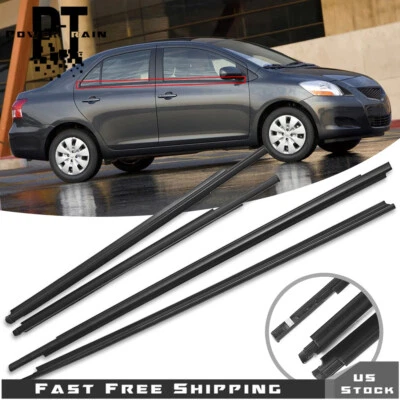 Window Weatherstrip Moulding Trim Seal Belt 4PCS For 2007-16 Toyota Yaris Sedan - Image 1 of 4