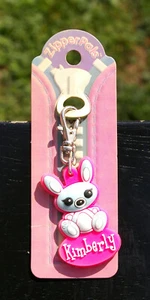 Kimberly Bunny Rabbit Rubber Zipper Pals Easy Zipper Pull Clip Charm Keychain - Picture 1 of 3