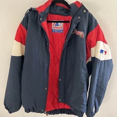 Vintage Atlanta Braves Starter Jacket Adult XL Navy Hooded MLB Mens - Image 1 of 4