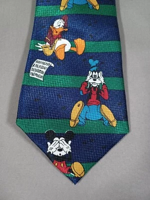 Disney Mickey Unlimited Corbata Azul Verde Goofy Donald Music Mouse Foto 1 de 4