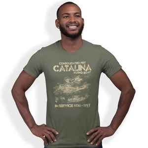 Consolidated PBY Catalina Flying Boat Blueprint T-Shirt Birthday Gift - Picture 1 of 5