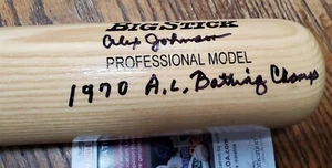 RARE Autographed Phillies Angels Alex Johnson FS Bat JSA 1970 AL Batting Champ - Picture 1 of 3