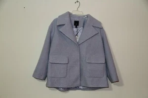 Giacca blazer River Island blu foderata in pile con tasche e taglia US 8 UK 12 nuova con etichette - Foto 1 di 8
