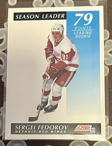1991-92 Score Hockey - #408 - Sergei Fedorov - Detroit Red Wings Rookie NHL  🏒
