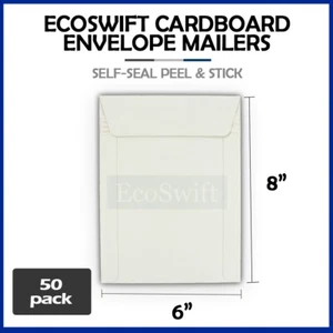 50 - 6" x 8" White CD/DVD Photo Ship Flats Cardboard Envelope Mailer Mailers 6x8 - Picture 1 of 8
