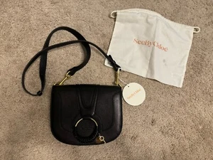 NEW See by Chloe Porte Epau 100% Leather Crossbody Bag Black NWT $699 - Picture 1 of 5