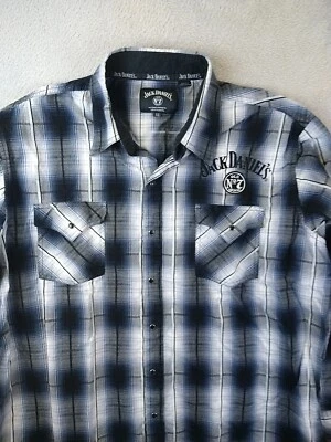 Jack Daniels Antiguo No. Camisa para hombre 7 marcas con botones XL perla bordada a presión Foto 1 de 4