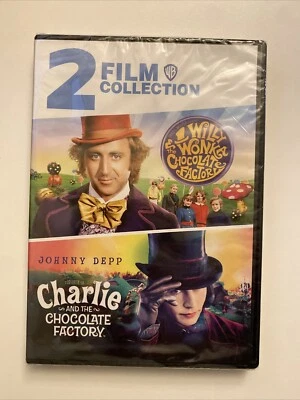 2 Film Collection Willy Wonka / Charlie and the Chocolate Factory Movie DVD New - Image 1 of 2