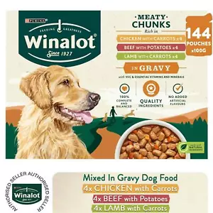 144 x 100g Winalot Nassfutter für Hunde fleischige Stücke mit Gemüse gemischt in Soße - Bild 1 von 7