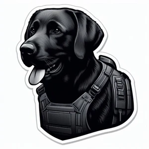Tactical Dog Sticker | Black Labrador Waterproof Vinyl Decal - Picture 1 of 12