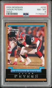 PSA 8 JASON PETERS 2004 BOWMAN GOLD ROOKIE CARD #232 RARE! POP 2! NONE HIGHER! - Picture 1 of 2