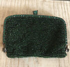 Clara Kasavina green beaded evening purse with green crystal detail