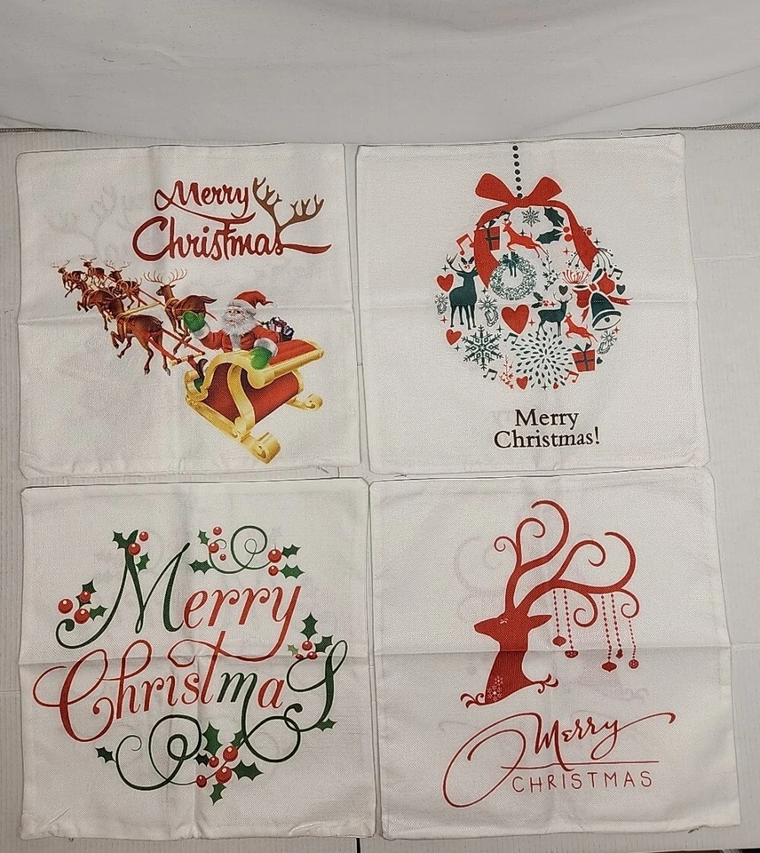 4pcs Christmas Throw Pillow Cover Pillowcase  Cushion Case Decor  17"X17" - Image 1 of 4