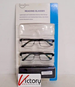 Paquete de 2 gafas de lectura NIOB Design Optics | +1.75 - negras | estuche rígido protector - Imagen 1 de 9