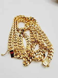 10K Yellow Gold*Semi Solid Cuban Chain 24 inches x 6.1mm x 2.4mm Box Clasp - Picture 1 of 7