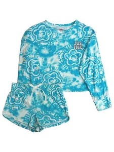 Justice Girls Blue Tie Dye Flower Plush Pajamas Lounge Sleep Set XL (16/18) - Picture 1 of 1
