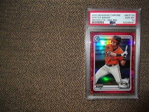 2020 BOWMAN CHROME Non-Auto HUNTER BISHOP RC #BCP-129 RED REFRACTOR /5, PSA 10