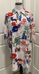 Chelsea & Theodore Woman SZ 2X Floral Roll Up Sleeves Back Longer - Picture 1 of 10