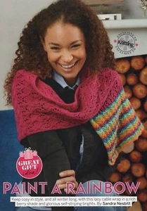 ~ Pull-Out Knitting Pattern For Lady's Colourful Lacy Tasseled Wrap ~ - Picture 1 of 3