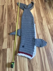 Shark sleeping bag knit gray blanket - Picture 1 of 5