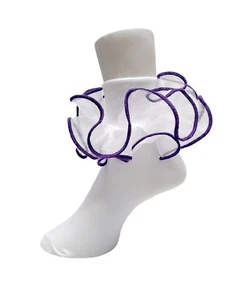 GIRLS BIG FULL RUFFLE SOCKS!!! (White w/ Purple Trim) PAGEANT FANFARE ORGANZA - Picture 1 of 1