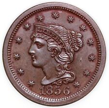 1856 1c N-7 Braided Hair Large Cent ANACS MS 62 BN 