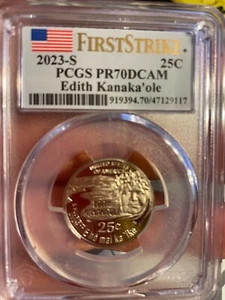 2023 S CLAD QUARTER 25C EDITH KANAKA’OLE PCGS PR70DCAM FIRST STRIKE - Picture 1 of 13