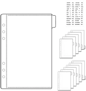 12 A5 Binder Dividers Pockets with Tabs Zipless Cash Stuffing Envelopes Clear Bi - Picture 1 of 7