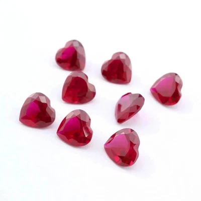 60 Pcs Natural Burmese Red Ruby 5-7 Ct Loose Heart Cut Certified Gemstone Lot - Image 1 of 4