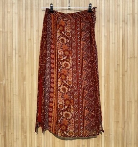 Vintage Size M 8-12 Orange Red Boho Hippy Patterned Midi Skirt Spengler - Picture 1 of 9