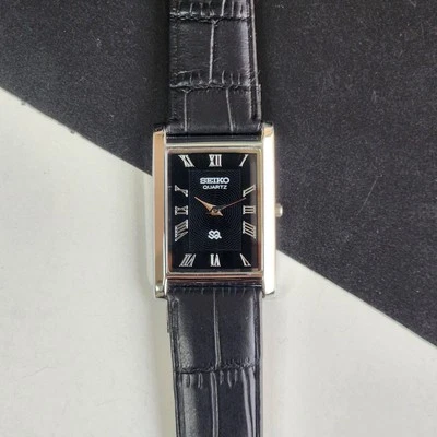 Vintage Seiko Slim Quartz Black Face Gentlemen's Wrist Watch - FREE SHIPPING - Image 1 of 4