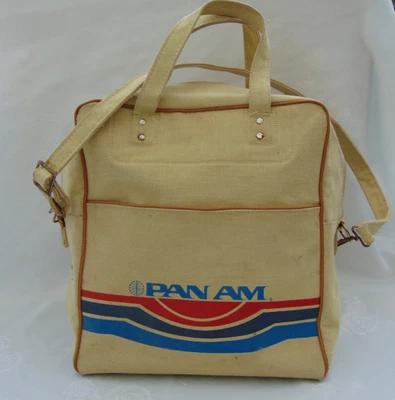 Vintage 1980s Retro Travelite Canvas Pan-Am  Airlines Flight Shoulder Bag - image 1 of 4