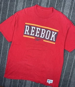Reebok Shirt Mens Large Red Big Spellout Box Vintage 90s Made In Usa Sports - Picture 1 of 12
