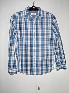 K005 Tommy Hilfinger Sporthemd blau kariert  Gr. S  Weiß LA - Bild 1 von 3