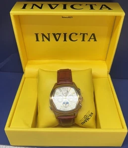 New!! Men’s Invicta Multifunction Automatic Watch Brown Leather Strap - Picture 1 of 9
